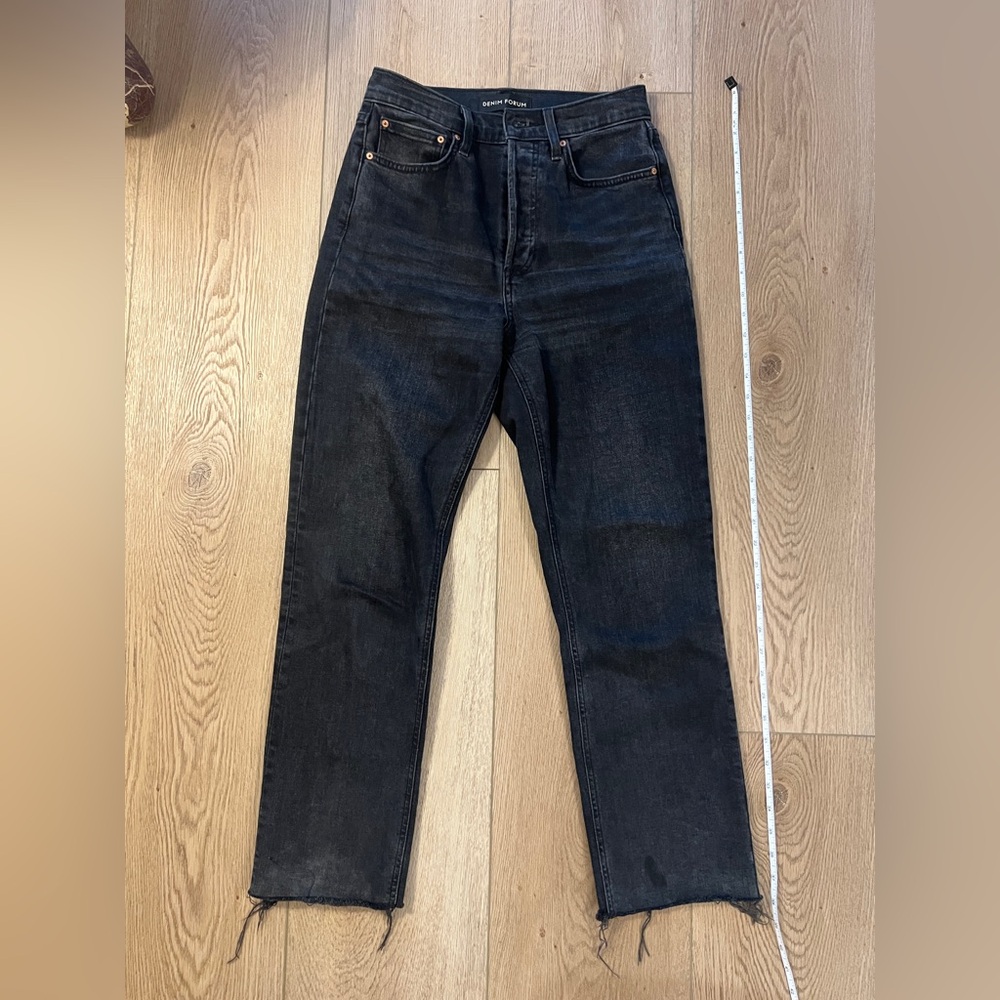 Denim Forum Arlo High Rise Straight Black Jeans